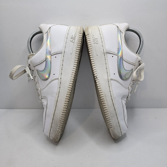 Nike | AF1's Low 'White Irisdescent Swoosh' tennis prep sporty sneakers | WMS 7 - Picture 12 of 14